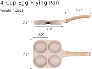 Egg Pan 煎蛋盘，4杯不粘鸡蛋煎锅，健康花岗岩鸡蛋煲锅煎蛋锅早餐，煎饼，普莱特，可丽饼，适用于燃气灶和电磁炉