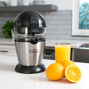 电动柑橘榨汁机1按钮易压柠檬酸橙葡萄柚榨汁机易于清洁榨汁机，黑色/不锈钢