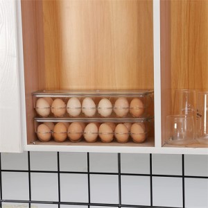 Cq亚克力透明塑料冰箱鸡蛋架，2包鸡蛋储存容器组织者箱，大容量家用鸡蛋新鲜储物盒，带LId和冰箱手柄，可堆叠的魔鬼蛋托